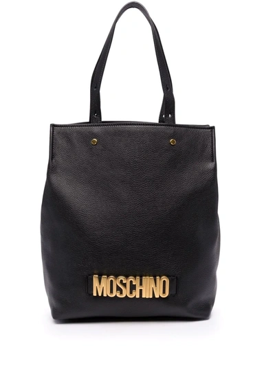 Moschino Lettering Logo Shopper In Black