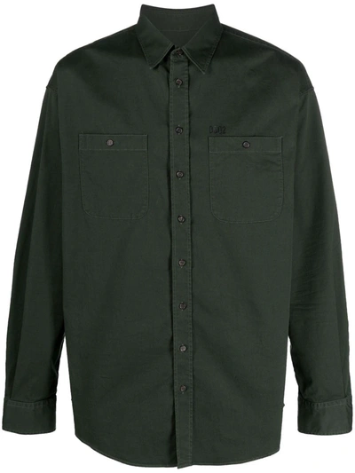 Dsquared2 Logo-print Chest-pocket Shirt In Grün