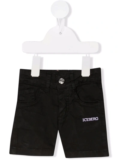 Iceberg Babies' Logo-embroidered Denim Shorts In Black