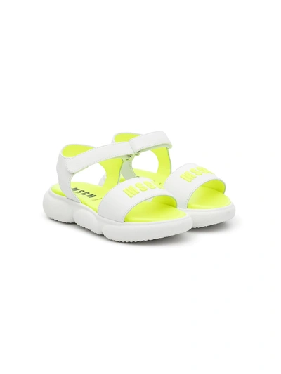 Msgm Logo Leather Touch-strap Sandals In 黄色