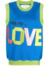 Az Factory Free To Oversized Intarsia Organic Cotton Tank In Blau