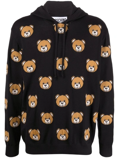 Moschino Allover Teddy Bear Hoodie In Pink