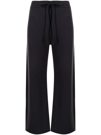 Nili Lotan Kiki Cropped Voile-trimmed Cotton-jersey Track Trousers In Black