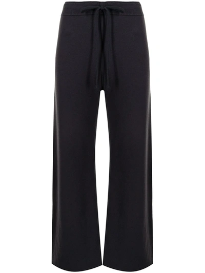 Nili Lotan Kiki Cropped Voile-trimmed Cotton-jersey Track Pants In Black