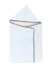Fendi Embroidered Ff Cotton Foldover Blanket In Blue