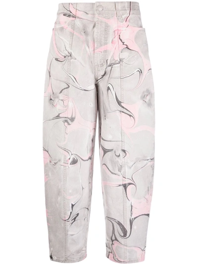 Stella Mccartney Marble-print Denim Jeans In Grau