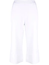 Stella Mccartney Logo Embroidered Cropped Trousers In Weiss
