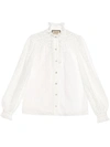 GUCCI FLORAL LACE LONG-SLEEVE BUTTONED SHIRT