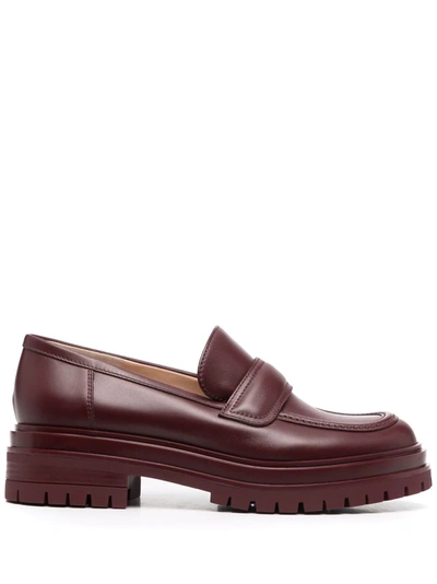 Gianvito Rossi Argo Leather Loafers In Maroon