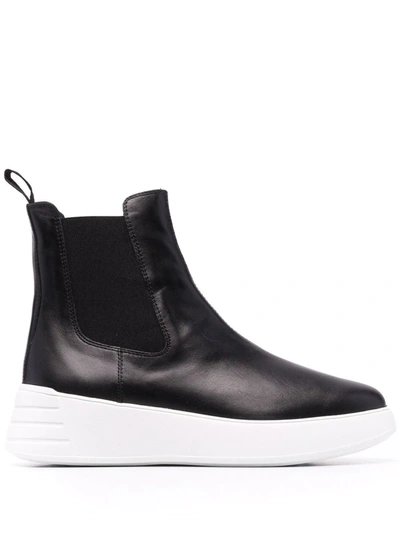 Hogan Rebel Leather Chelsea Boots In Black
