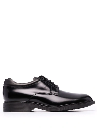 Hogan Highlights Leather Derby Shoes In Schwarz