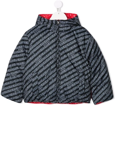 Givenchy Kids' Reversible Nylon Down Jacket With All Over Prints In Black