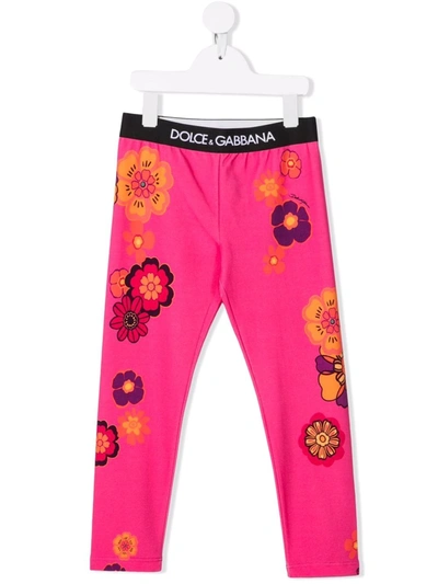 Dolce & Gabbana Kids' Floral-print Track Pants In Pink