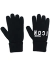 Dsquared2 Logo-embroidered Knitted Gloves In 黑色