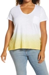 Caslonr Caslon Rounded V-neck Tee In Yellow Citron Ombre