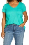 Caslonr Caslon Rounded V-neck Tee In Green Marine