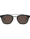 Saint Laurent Double-bridge Round Sunglasses In Black