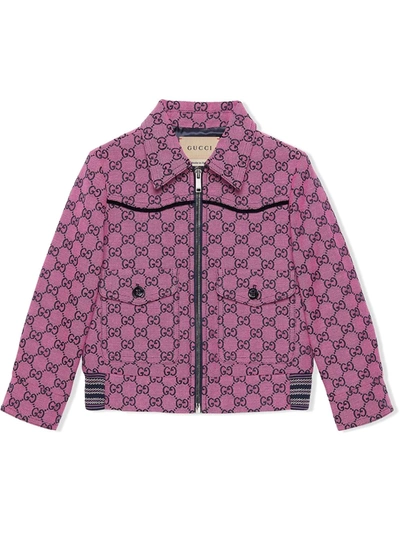 Gucci Kids' Gg Long-sleeve Canvas Jacket In Pink