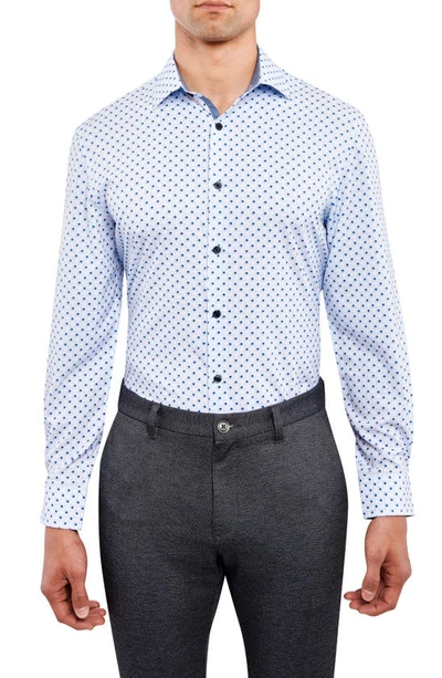 Wrk Slim Fit Houndstooth Performance Stretch Dress Shirt In Blue