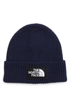 The North Face Mens Tnf Navy Logo-embroidered Knitted Beanie In Tnf Navy