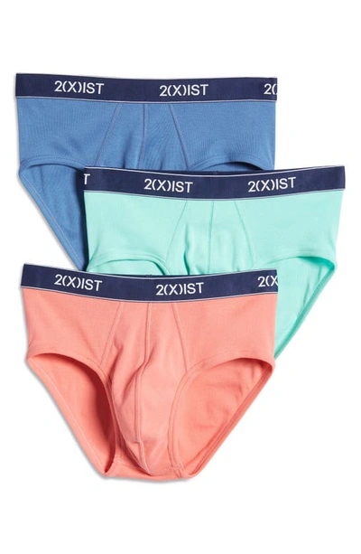 2(x)ist 3- Pack Cotton Contour Pouch Briefs In Opal/ Dutch Blue/ Tea Rose