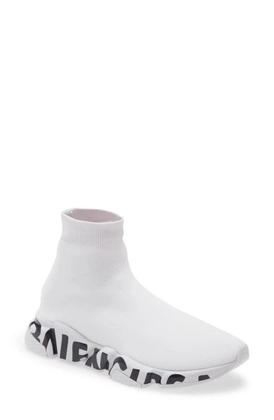 Balenciaga Speed Lt Graffiti Knit Sneaker In 1901 Grey