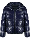 Dsquared2 Logo Tag Shiny Nylon Down Jacket In Blue