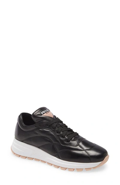 Prada Logo Sneaker In Black/ Orchid