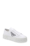 Prada Logo Lug Platform Sneaker In White