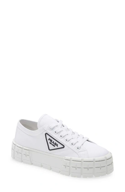 Prada Logo Lug Platform Sneaker In White