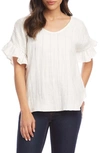 Karen Kane Ruffle Sleeve Linen Top In Ivory