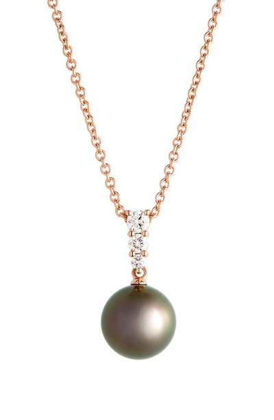 Mikimoto Morning Dew Cultured Pearl & Diamond Pendant Necklace In Rose Gold