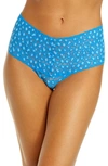 Hanky Panky Cross Dyed Leopard Retro Thong In Laguna Blue/ Whte