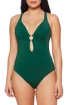 Bleu Rod Beattie Ring Me Up Plunge One-piece Swimsuit In Palm