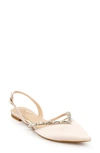 Jewel Badgley Mischka Camden Pointed Toe Slingback Flat In Champagne Satin