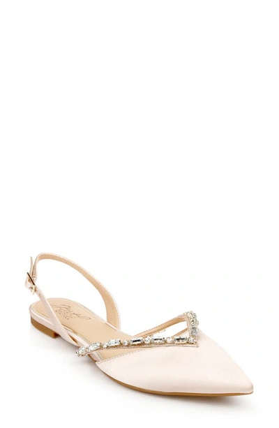 Jewel Badgley Mischka Camden Pointed Toe Slingback Flat In Champagne Satin