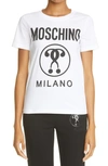 Moschino White Double Question Mark T-shirt In Fantasy Print White