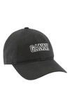 Ganni Embroidered Organic Cotton-twill Baseball Cap In Black