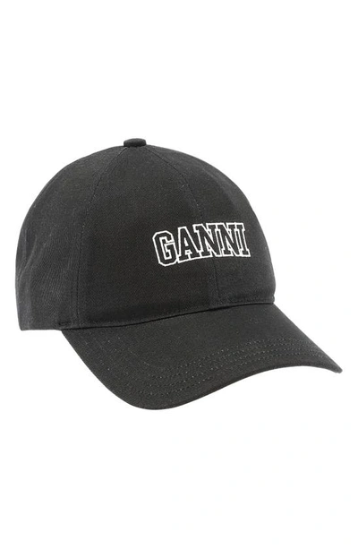 Ganni Embroidered Organic Cotton-twill Baseball Cap In Phantom