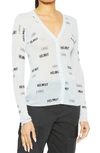 Helmut Lang Womens Baby Blue Logo-print Fitted Wool Cardigan S In Baby Blue