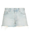 Off-white Bleached Frayed Denim Shorts In Denim
