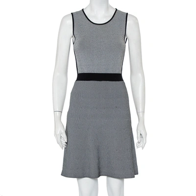 Pre-owned Emporio Armani Monochrome Patterned Knit Skater Dress S In Black