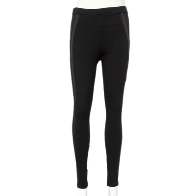 Pre-owned Givenchy Black Knit Side Strip Detail Leggings M