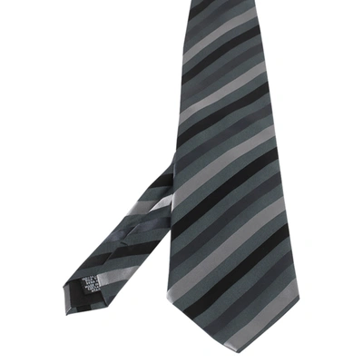 Pre-owned Boss By Hugo Boss Dark Grey Diagonal Striped Silk Tie