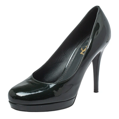 Pre-owned Saint Laurent Green Patent Leather Pumps Size 38.5
