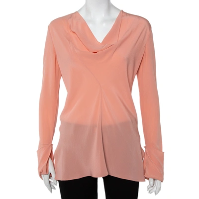 Pre-owned Chloé Pink Silk Draped Neck Long Sleeve Top S