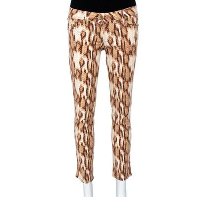 Pre-owned Just Cavalli Beige Animal Printed Denim Jeans M