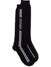 Versace Black & White Greca Knee-high Socks In Black+white