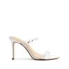 Schutz Ariella Crystal Metallic Leather Sandal In Silver