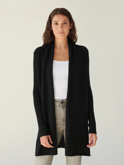 White + Warren Essential Cashmere Trapeze Cardigan Sweater In Black